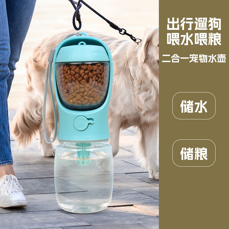 🐶✨ 2WAY ペット用お散歩ボトル｜給水＆フード対応・お出かけに便利！